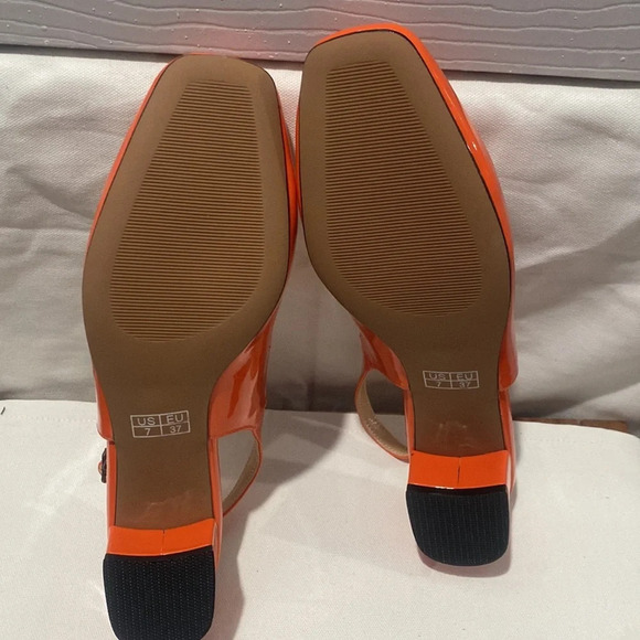 WAYDERNS Women's Ankle Strap Square Toe Slingback Patent Leather Chunky Low Heel - Picture 5 of 9